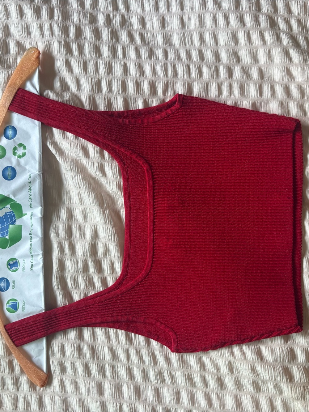 Kids Red Ribbed Tank Top - Brand - Picture 2 of 3
